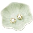 Crisky Ceramic Jewelry Tray - 4.57" Wildflower Gold Foil Design, Ring Dish, Trinket Tray, Gift Box