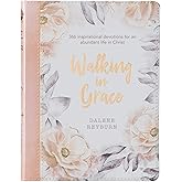 Walking in Grace - 366 Inspirational Devotions for an Abundant Life in Christ - Floral Faux Leather Flexcover Devotional Gift Book for Women