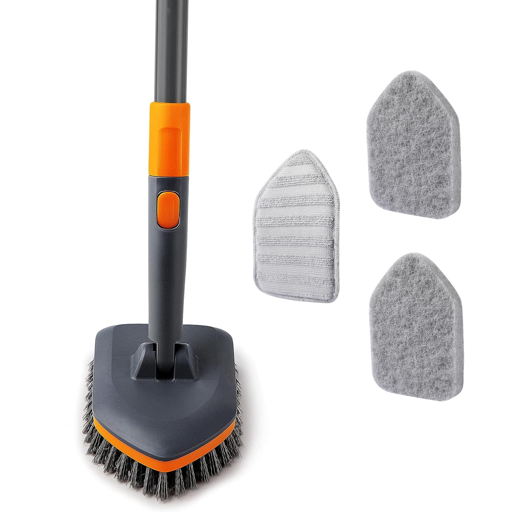 Photo 1 of CLEANHOME Tile Tub Scrubber Brush with 3 Different Function Cleaning Heads and 56" Extendable Long Handle-No Scratch Shower Scrubber for Cleaning Bathroom Kitchen Toilet Wall,Bathtub,Sink,Grey