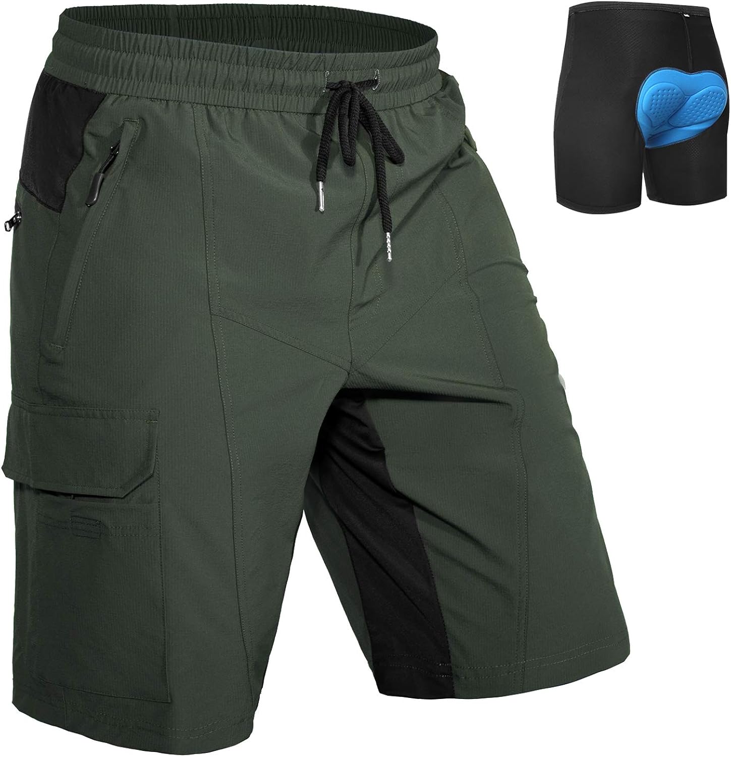 mens loose fit padded bike shorts