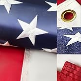 American Flag 5x8 Heavy Duty American Flags for Outside with Embroidered Stars and Sewn Stripes Thicken Polyester Material US Flag with Brass Grommets for USA High Wind All Weather (5x8Ft 300D Heavy Duty)