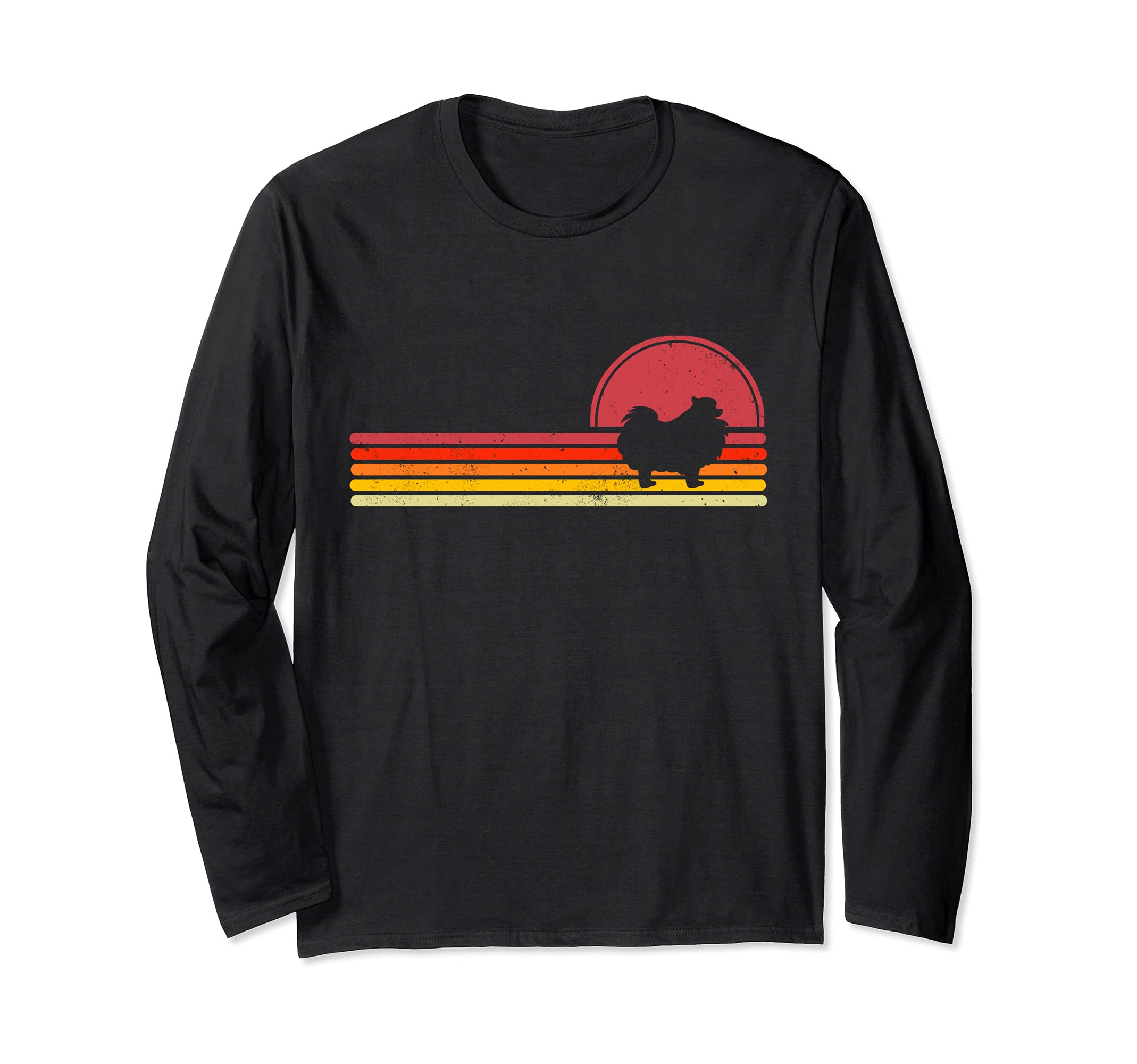 Pomeranian Dog Vintage Retro 70s 80s Pomeranian Dog Lover Long Sleeve T-Shirt