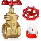 Boltigen 2&rsquo;&rsquo; NPT Brass Gate Valve, 200 WOG Manual Rotary Sluice Valve with Wheel Handle, Double Female Thread Heavy Duty Water Shut Off Gate for Water, Oil, Gas, Plumbing and HVAC Systems