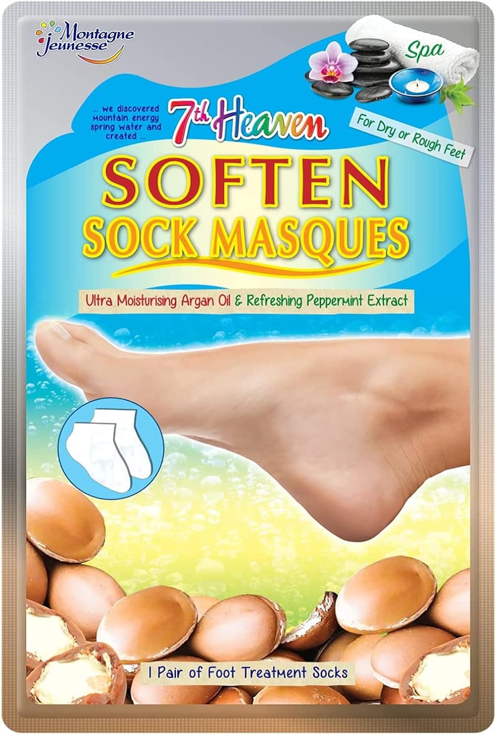 Montagne Jeunesse 7th Heaven Soften Sock Masque 1 Pair Dry Rough Feet Shea