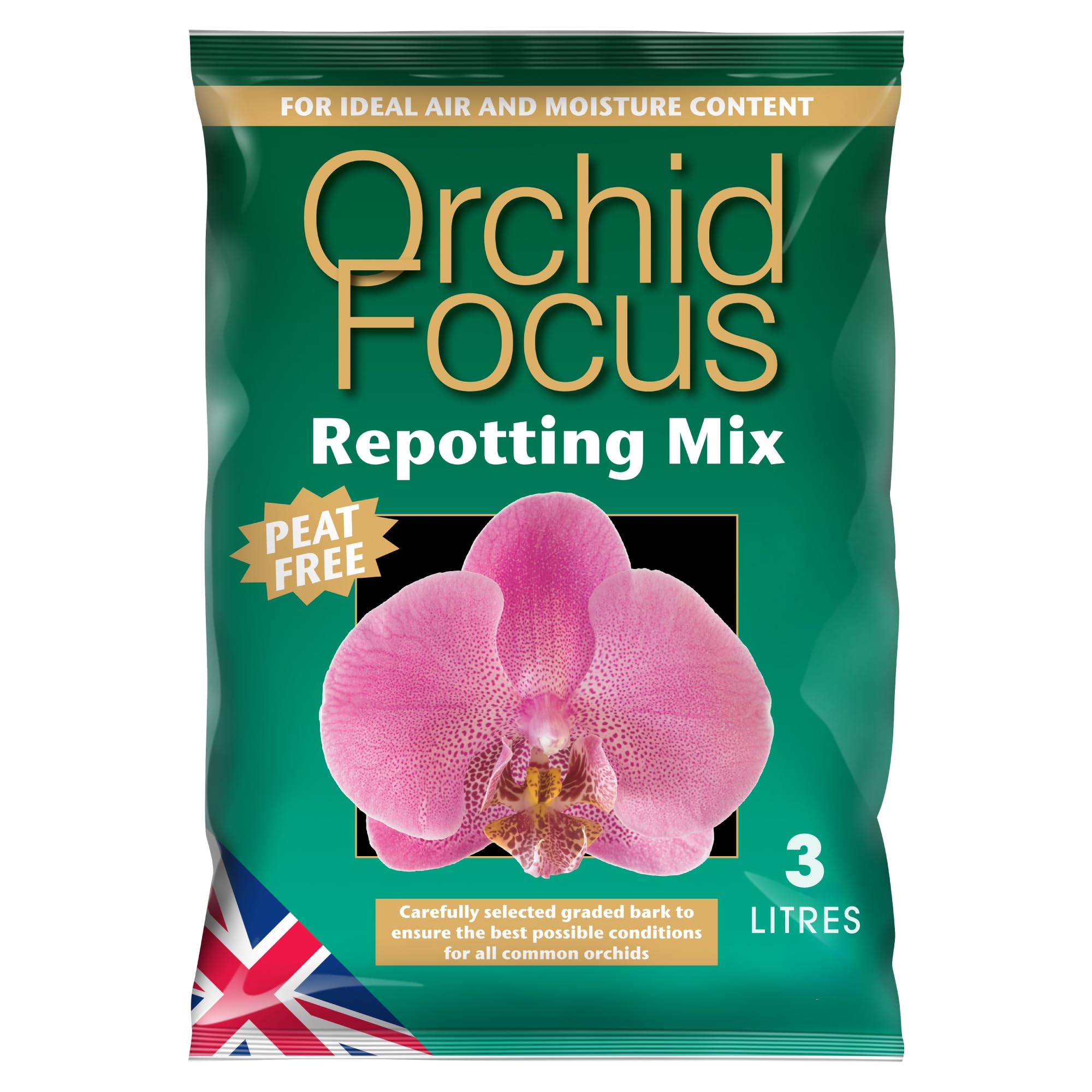 Orchid Focus Repotting Mix, 3L - Growth Technology Orchid Potting Mix for Orchid Plants - Peat-Free Orchid Potting Mix - Orchid Compost For Repotting Pants - Professional Grade Orchid Bark