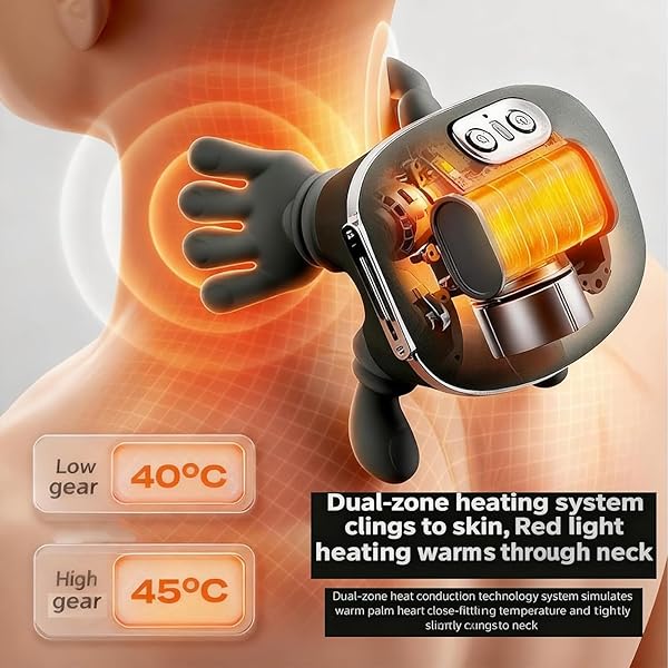 RERCARRE NECK MASSAGER WITH HEAT FOR PAIN RELIEF DEEP TISSUE, BIONIC HEATED MASSAGER WITH FINGERS, 4D KNEADING MASSAGE, 2026 UPGRADED SIMULATES A REAL PALM MASSAGE FOR COMFORT, RELAX MUSCLE TENSION