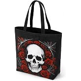 PARTY TELLER Halloween Skull Tote Bag, Trick or Treat Bag for Parties | 14 Inch Foldable Reusable Tote with Halloween-Themed Prints for Candy Collecting, Trick-or-Treating and Seasonal Use