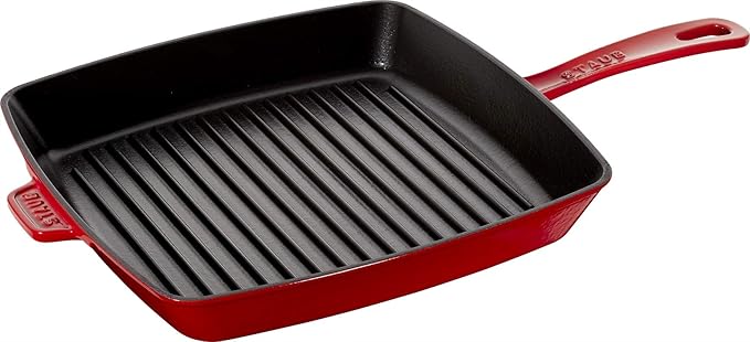 Staub 40501-111-0 Amerikanische Grillpfanne, Gusseisen, induktionsgeeignet, 30 cm, Kirschrot