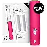 Flint Classic Pink Retractable Mini Lint Roller with 90 Extra Sticky Sheets, Small and Portable Lint Roller, Ideal Pet Hair Remover, Travel Lint Rollers for pet Hair Extra Sticky