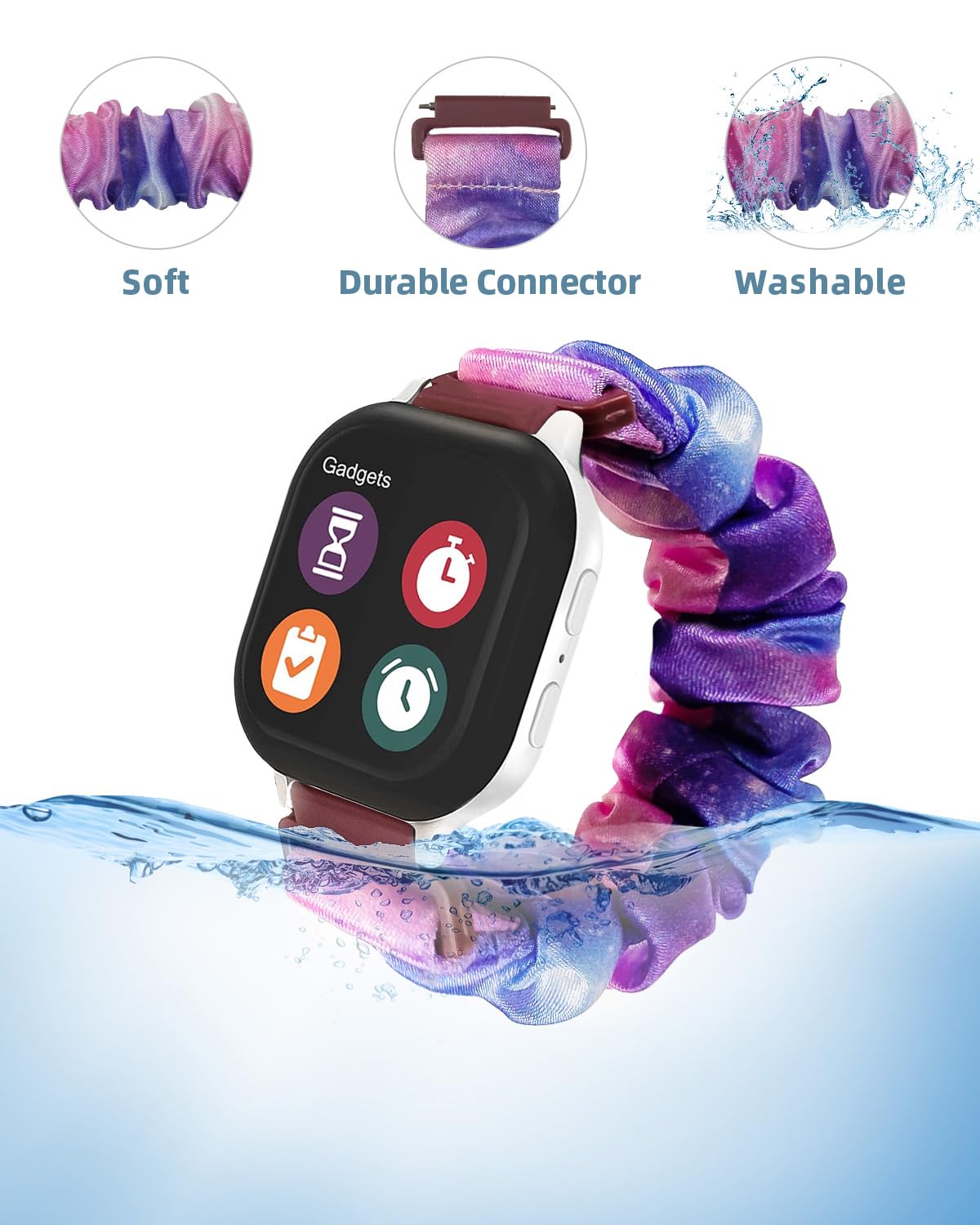 NewJourney Scrunchie Band Compatible with AT&T amiGO Jr Watch, Cute Printed Stretchy Solo Loop Band Replacement