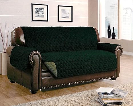 dormire reversible quilted furniture protector with elastic strap for sofa machine washable 70 x 110 green light green