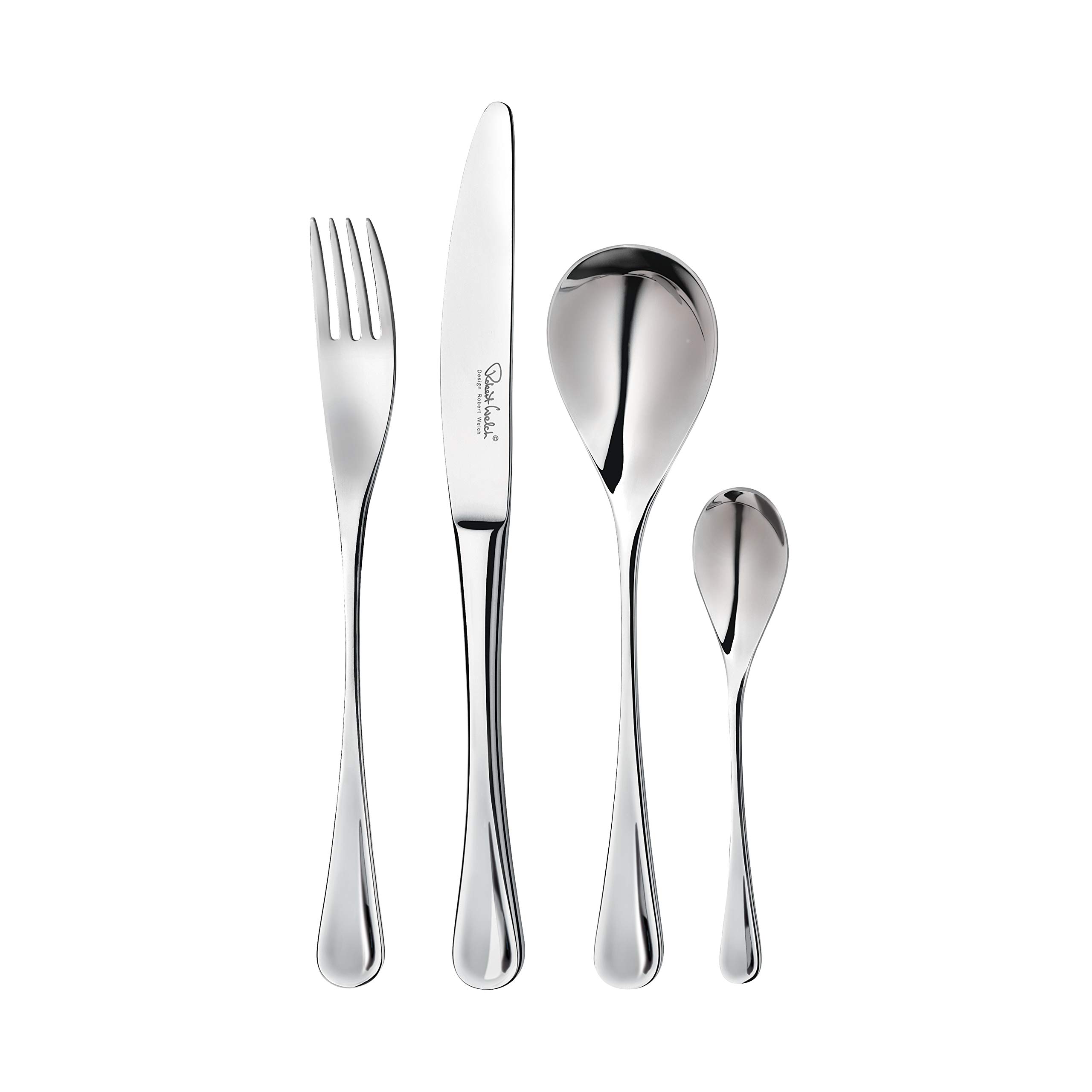 Robert Welch RW2 Bright, 24 Piece Cutlery Set for 6 People. Made from Stainless Steel. Dishwasher Safe.