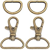 CRAFTMEMORE Swivel Trigger Snap Hooks Classic Lobster Clasps with D-Rings for Purse Strap Lanyard Leather Craft 10 Sets CSD1 (1 Inch, Antique Brass)