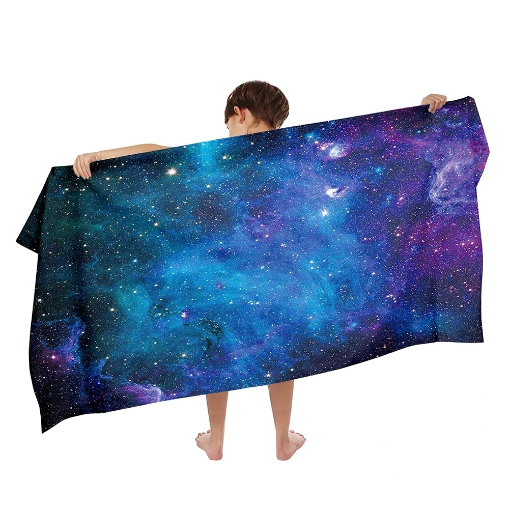 Ulticool Microfibre Children's Towel 140 x 70 cm - Galaxy Universe Dinosaur - Lightweight Travel Towel Quick-Drying Bath Towel Beach Towel Microfibre - Travel Beach Child Boy Blue