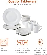 Amazon Basics 16-Piece Dinnerware Set for 4 White Porcelain Microwave Safe view 4