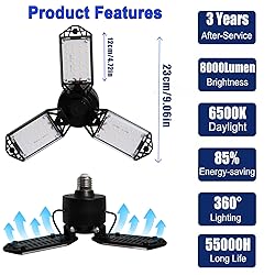 LED Garage Light, 80W 8000 Lumen Ceiling Lights