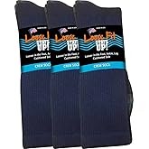 Loose Fit Stays Up Men's and Women's Casual Crew Socks (Pack of 3) Made in USA! Cushioned Sole