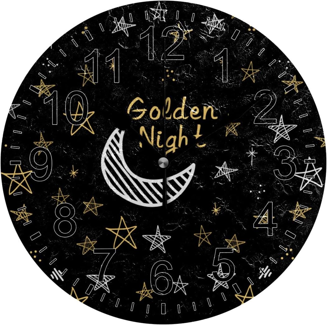 Reloj de pared para cuarto de baño con diseño de estrellas de noche