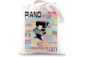 BWWKTOP Pianist Canvas Tote Bag Piano Musical Gifts Piano Lover Shoulder Bag Piano Teacher Student Gift