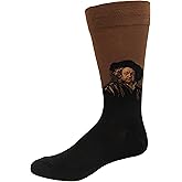 Hot Sox Men's Rembrandt Self Portrait Crew Socks 1 Pair, Brown, Men's 10-13 Shoe