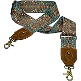 LaViePool Purse Strap Replacement Handbag Strap Crossbody Guitar Style Cowhide Genuine Leather Ends (Colorful)