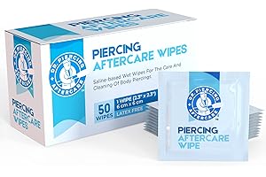 Dr. Piercing Aftercare Wipes – Piercing Aftercare | Saline Solution for Piercings - Keloid Bump Ear Piercing Cleaner – Ears Lips Belly Nose Piercing Bump - Piercing Hole Cleaner (50 Count)