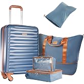 Smicure 3 Piece ABS+PC Luggage Set, Carry On with Spinner &amp; Duffle | 20" Carry-On + Waterproof Underseat Duffel + Toiletry Bag. 360&deg; Spinner Wheels,Fits Overhead Bins,For Business &amp; Travel