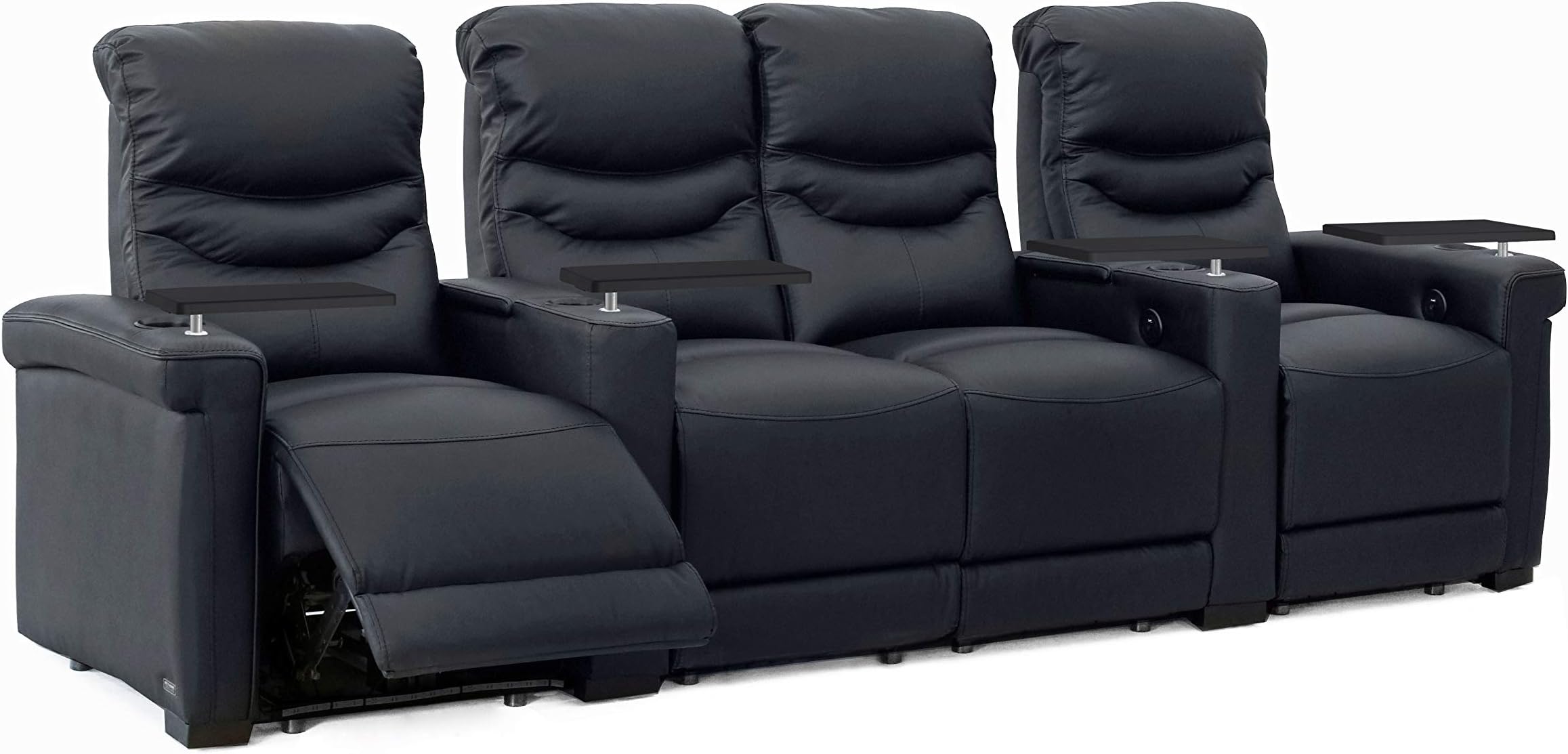Octane Challenger XS700 Black Leather Home Theater Seating (Set of 4)