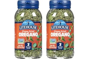 Litehouse Freeze Dried Oregano - Substitute for Fresh Oregano, Gluten Free, Vegetarian, Keto, Non-GMO, No Refrigeration Required, Seasonings for Cooking - 0.28 Ounce, 2-Pack