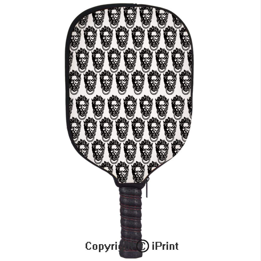 Amazon.com : Premium neoprene material, soft, thick enough Protector Pickleball Paddle Cover, Monochrome Medieval Knocker Old Antique Figure Head Cartouche ...