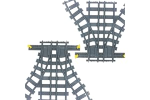 BROTEX City Train Track - 2 Sets Track Switch Accessories Building Block, Road Flexible Rails Bricks Toys
