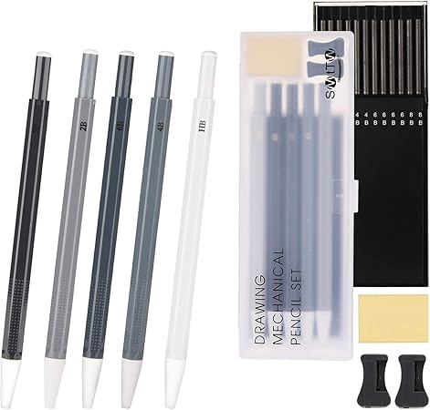 Amazon Smttw 3mmシャープペンシル 5本のシャープペンシルプレスタイプ Hb 2b 4b 6b 8b 内蔵シャープ ナーとリフィル 描画鉛筆 スケッチ鉛筆 イラスト エンジニアリング 建築 シャープペン 文房具 オフィス用品