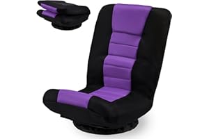 Besunbar Swivel Gaming Chair 360 Rotating Floor Chair w/6 Adjustable Position Folding Backrest & Lumbar Support for TV Reading Playing Video Game, Purple