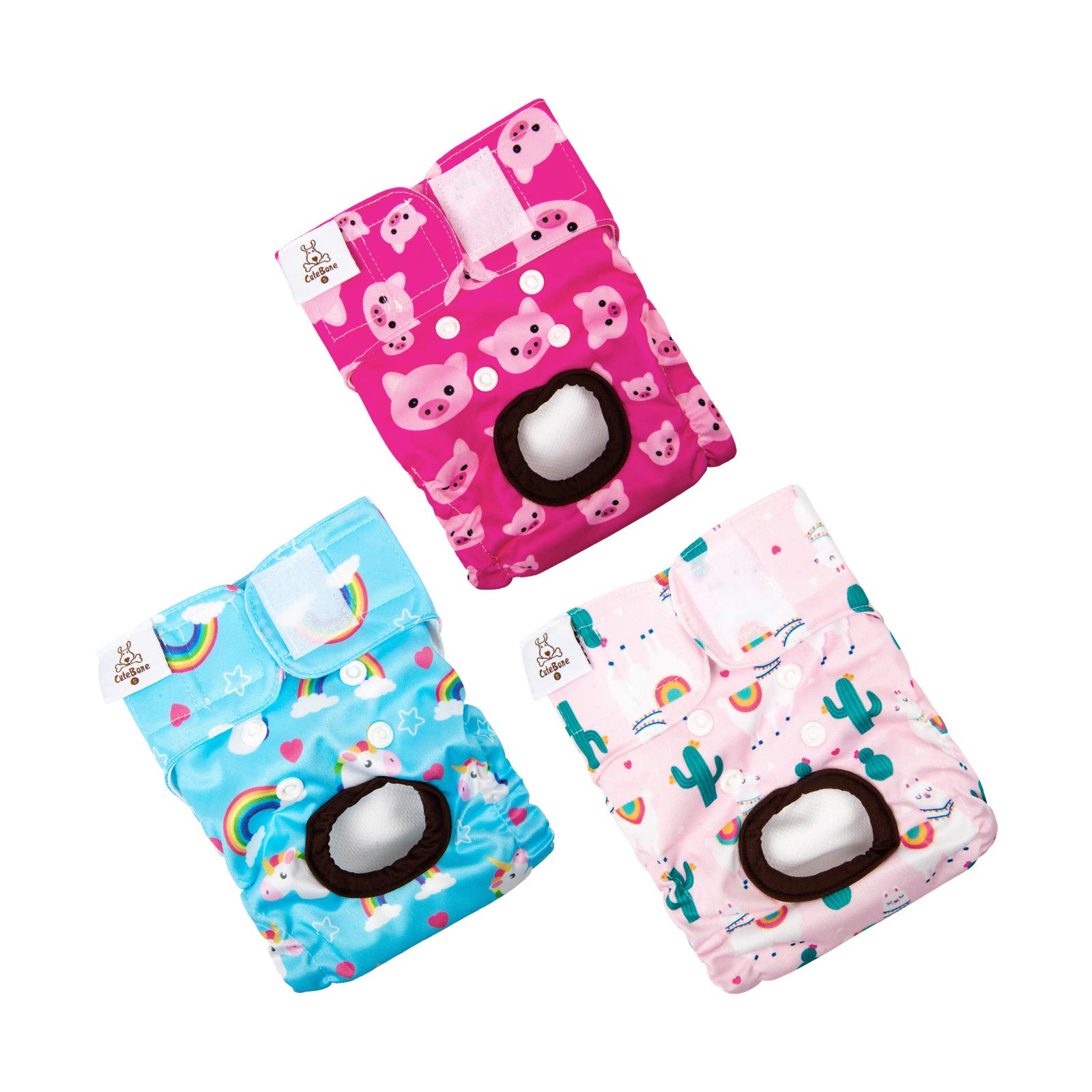 Photo 1 of CuteBone Dog Diapers Female Washable Small Medium Large 3 Pack Reusable Doggie Diapers Puppy Period Pants for Doggy Heat Cycle Peeing D31M