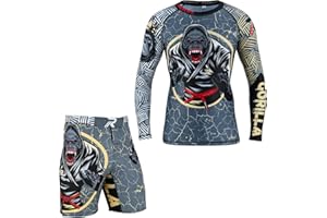 ROAR-INT MMA Rash Guard & BJJ Shorts Set Kids Fight Training Grappling Wear Jiu Jitsu Gi Trunks Outfit Set