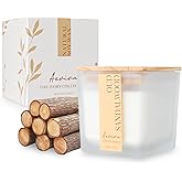 Aeviva Scented Candle, 7.04 oz Oud Sandalwood Aromatherapy Candle, Natural Soy Wax with Wooden Wick, Candles for Home, 45 Hours Burn Time, Scented Jar Candle Gifts