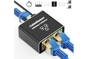 CABLEGEEKER RJ45 Ethernet Splitter, 1000Mbps Ethernet Splitter 1 to 2[2 Devices Simultaneous Networking], Gigabit Network Adapter 8P8C LAN Internet Extension Connector with USB Power Cable for Cat5/5e/6/7/8