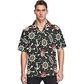 visesunny Summer Men's Hawaiian Shirts Casual Button Down Short Sleeve Shirts Shorts Beach Tropical Hawaii Suits