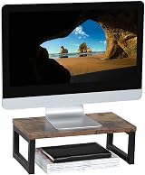 OROPY Wood Vintage Monitor Stand Holder Desk Organizer 40x23x14cm Dark Brown view 6