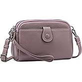 GAEKEAO Crossbody Bags for Women Small Genuine Leather Shoulder Purse Cross Body Bag with Wristlet Top Zipper