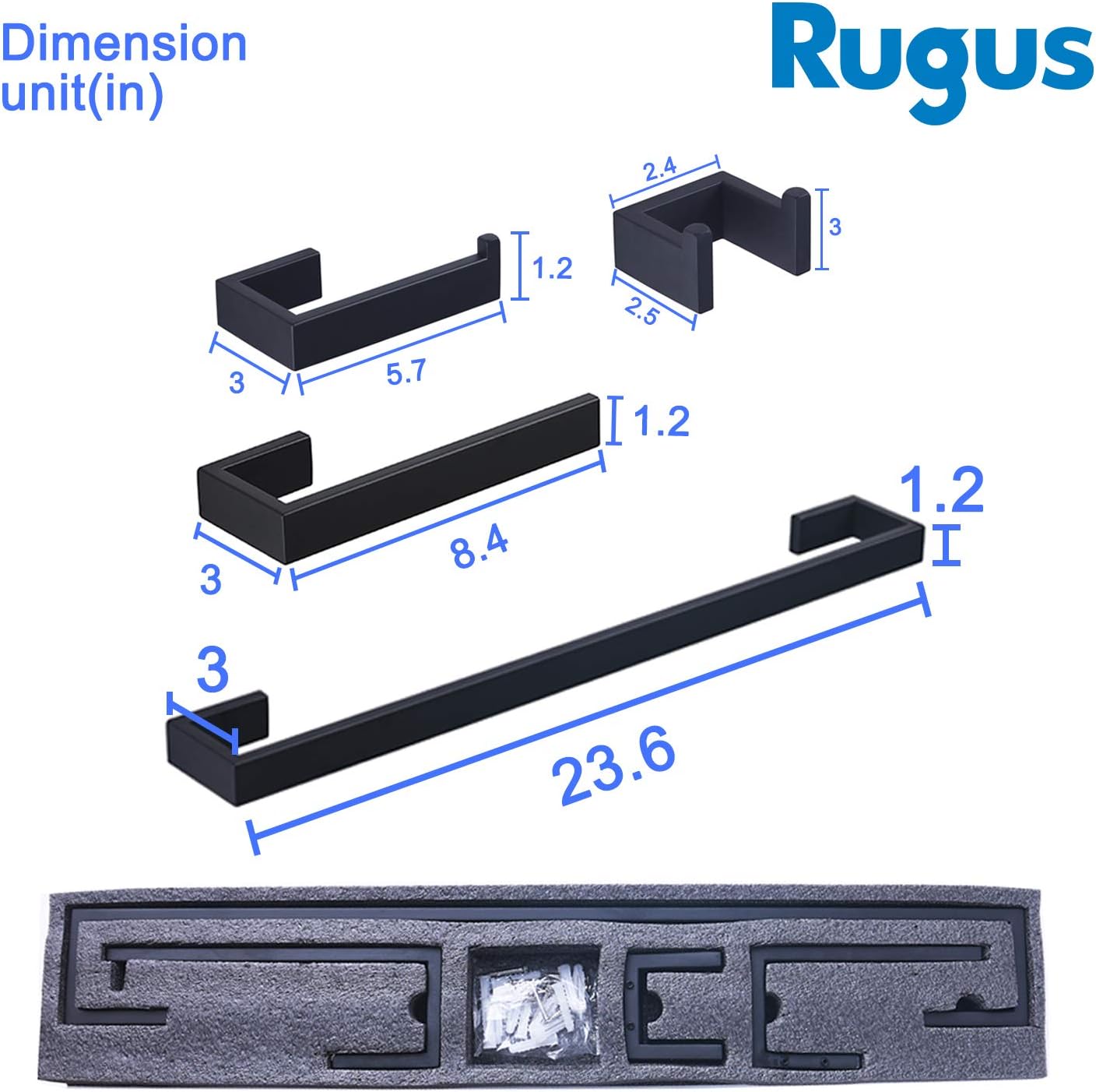 RUGUS Modern Bathroom Accessories- 4-Piece Bathroom Hardware Set Bath Hardware Towel Bar Accessory Set - - 