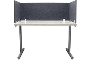 OBEX Base Acoustical Desk Mounted Split Screen Privacy Panel Table Top Separator for Office Cubicles, 12" x 48", Shadow