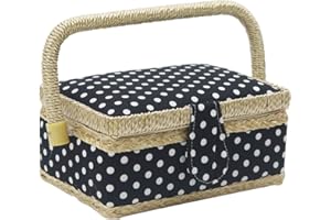 Sewing Box, D&D Small Sewing Basket with Sewing Kit Accessories Wooden Organizer Box Mini Sewing Kits for Home, Travel, Gift