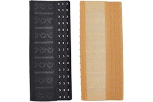 GOMAKERER 2 Pcs 2 Colors Polyester Corset Extenders, 3 Rows 15 Hooks Longline Bra Extender, Bustiers Extender Shapewear Extender with Stainless Steel Rings for Waist Cincher