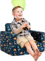 BEJOY 2 in 1 Sofa Bed Sherpa Convertible Kinder Sofa Navy Dinosaurs view 2