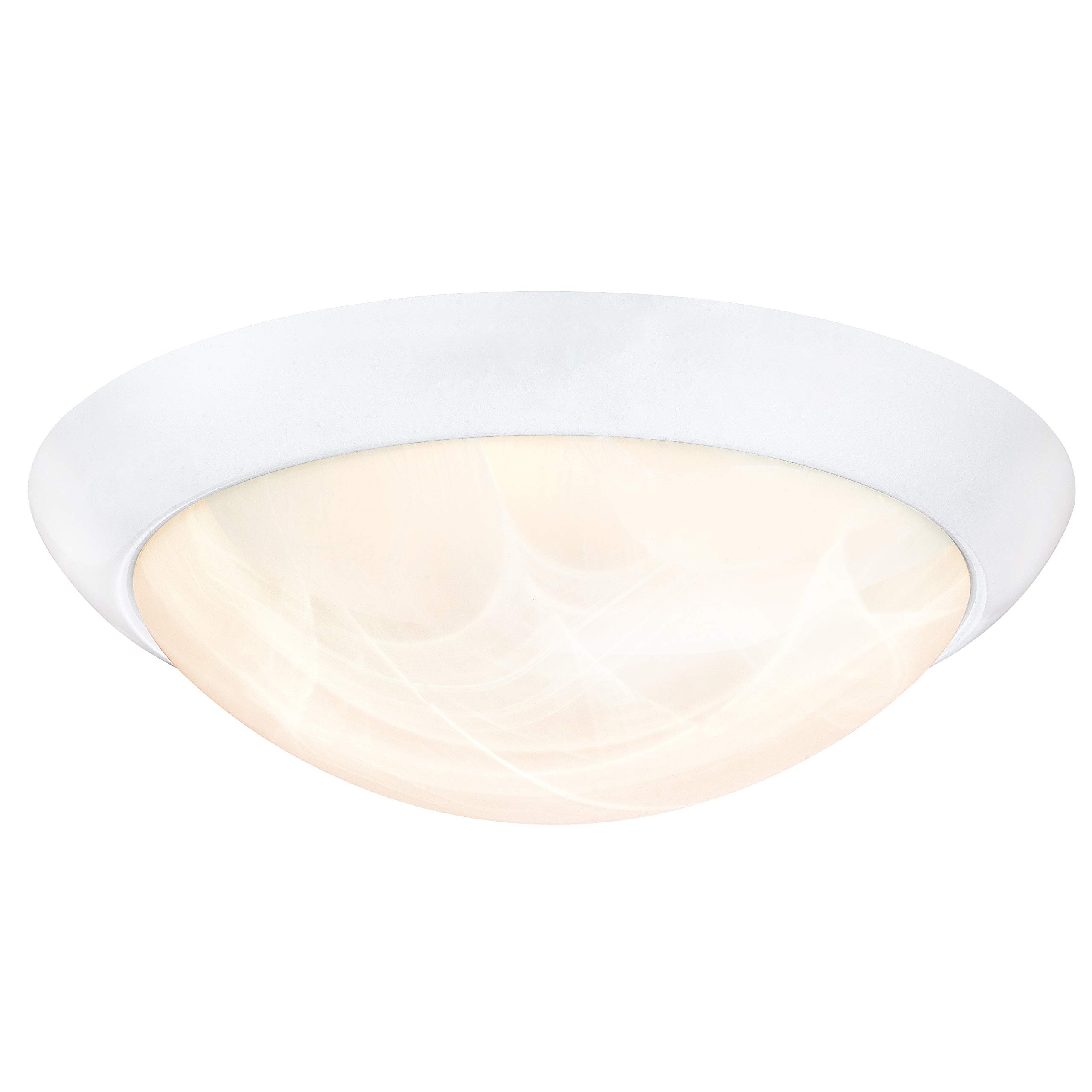 61066 28 cm Dimmable LED Indoor Flush Mount Ceiling Fixture, White Finish with White Alabaster Glass