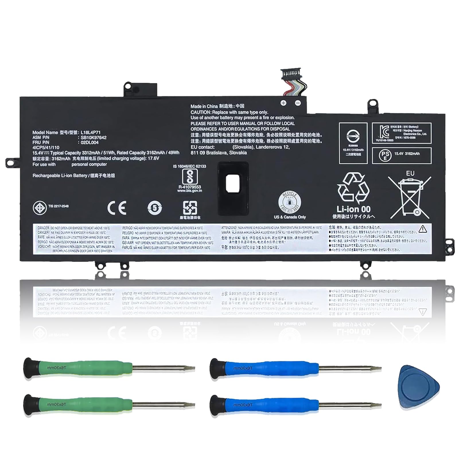 Photo 1 of VANPIR L18L4P71 L18C4P71 L18M4P72 Laptop Battery Replacement for Lenovo ThinkPad X1 Yoga 4th 5th Gen/X1 Carbon 7th 8th Gen Series 02DL004 SB10K97642 02DL005 SB10K97643 02DL006 SB10K97644 15.4V 51Wh