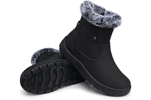 SHIBEVER Women's Snow Boots Winter Fur Lined Waterproof Anti-Slip Booties Women Ankle Snow Boots