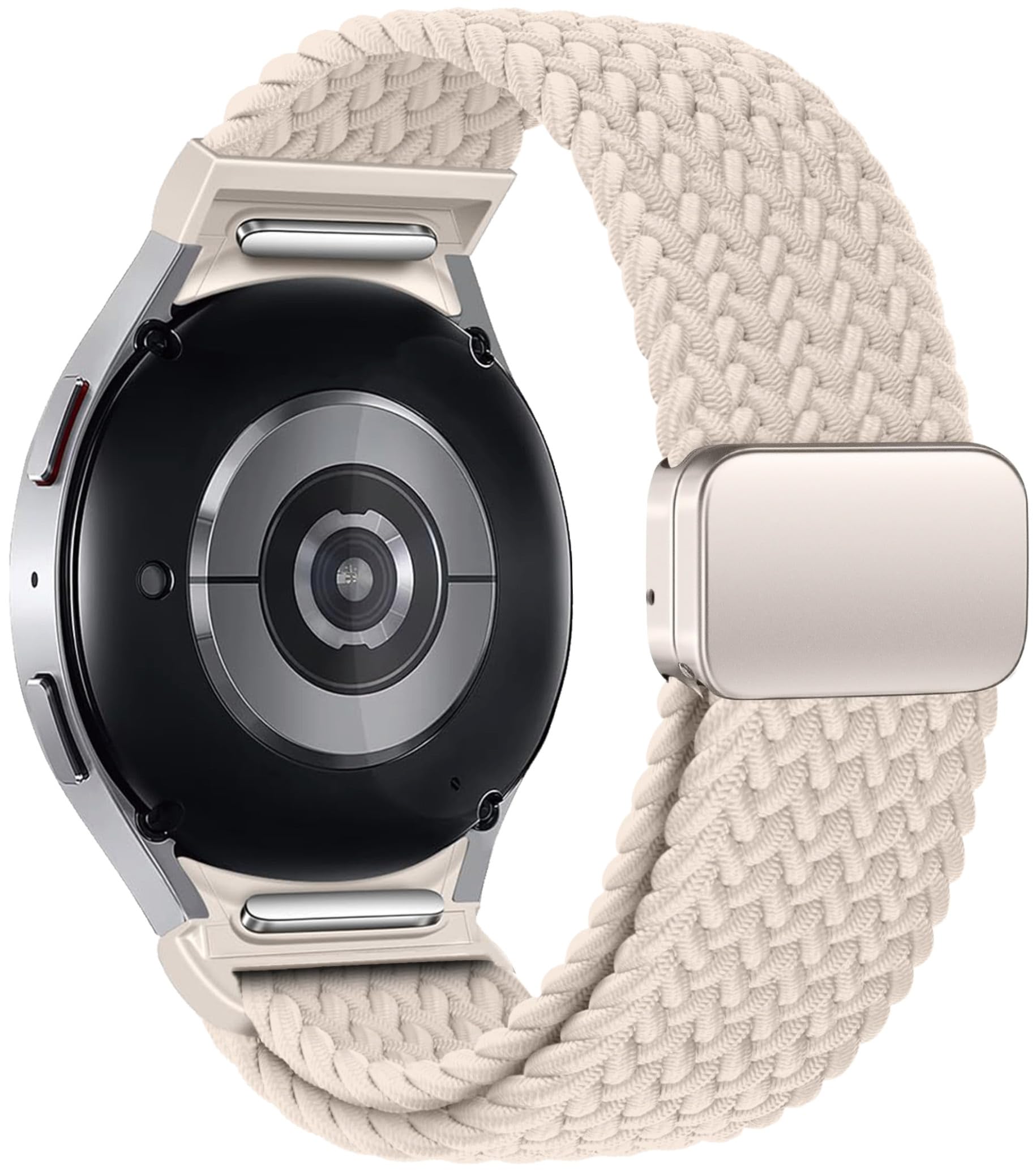 One Click Fabric Bands for Samsung Galaxy Watch 7 6 4 5 FE Band 40mm 44mm/Galaxy Watch 6 4 Classic 43mm 47mm 42mm 46mm/Watch 5 Pro 45mm,No Gap Magnetic Elastic Braided Nylon Sport Strap Men Women