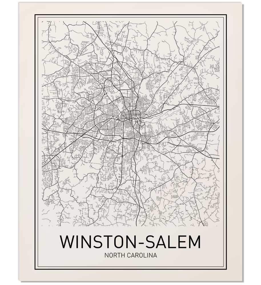 Winston-Salem Poster, Winston-Salem Map, Map of Winston-Salem, City Map Posters, Winston-Salem North Carolina Map Poster, City Map Wall Art, Minimalist Posters, 8x10